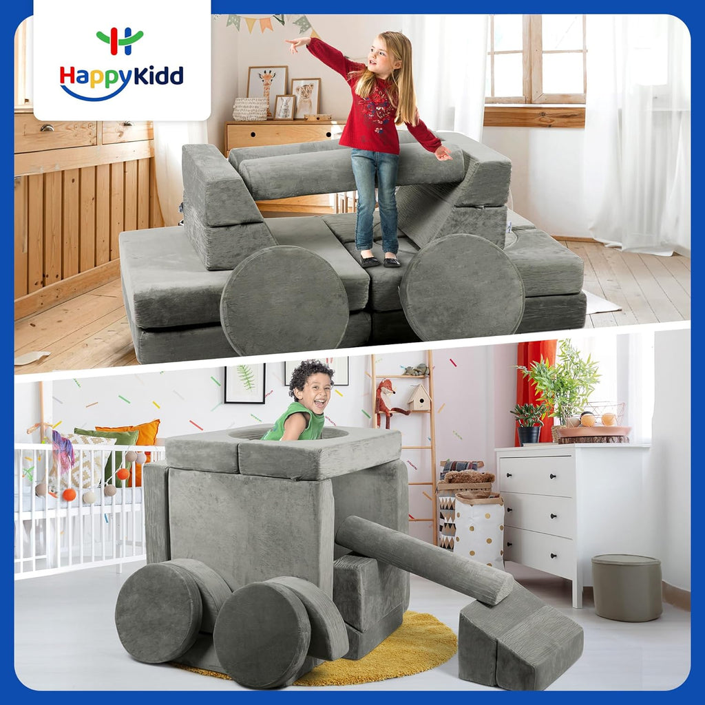 15 Pieces Buildable Plush Play Couch Panels with Ball Pit Square Z632