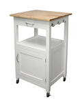Natural Wood Top Kitchen Island Cart with White Base I20253