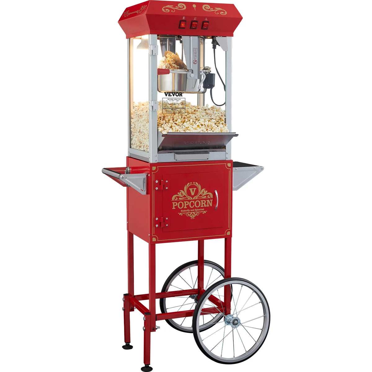 8 oz 48 Cups 850W Red Popcorn Maker Cart E724