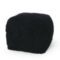 Charcoal Microfiber Chenille Square Pouf W19544