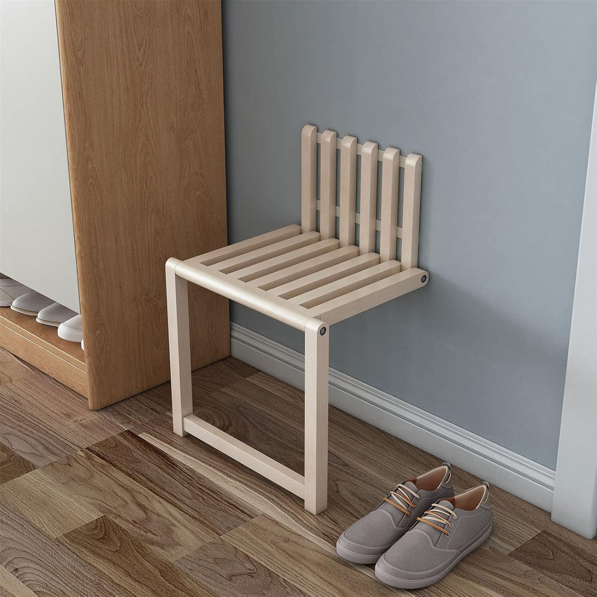 Wall Mounted Folding Chair Solid Wood F84188