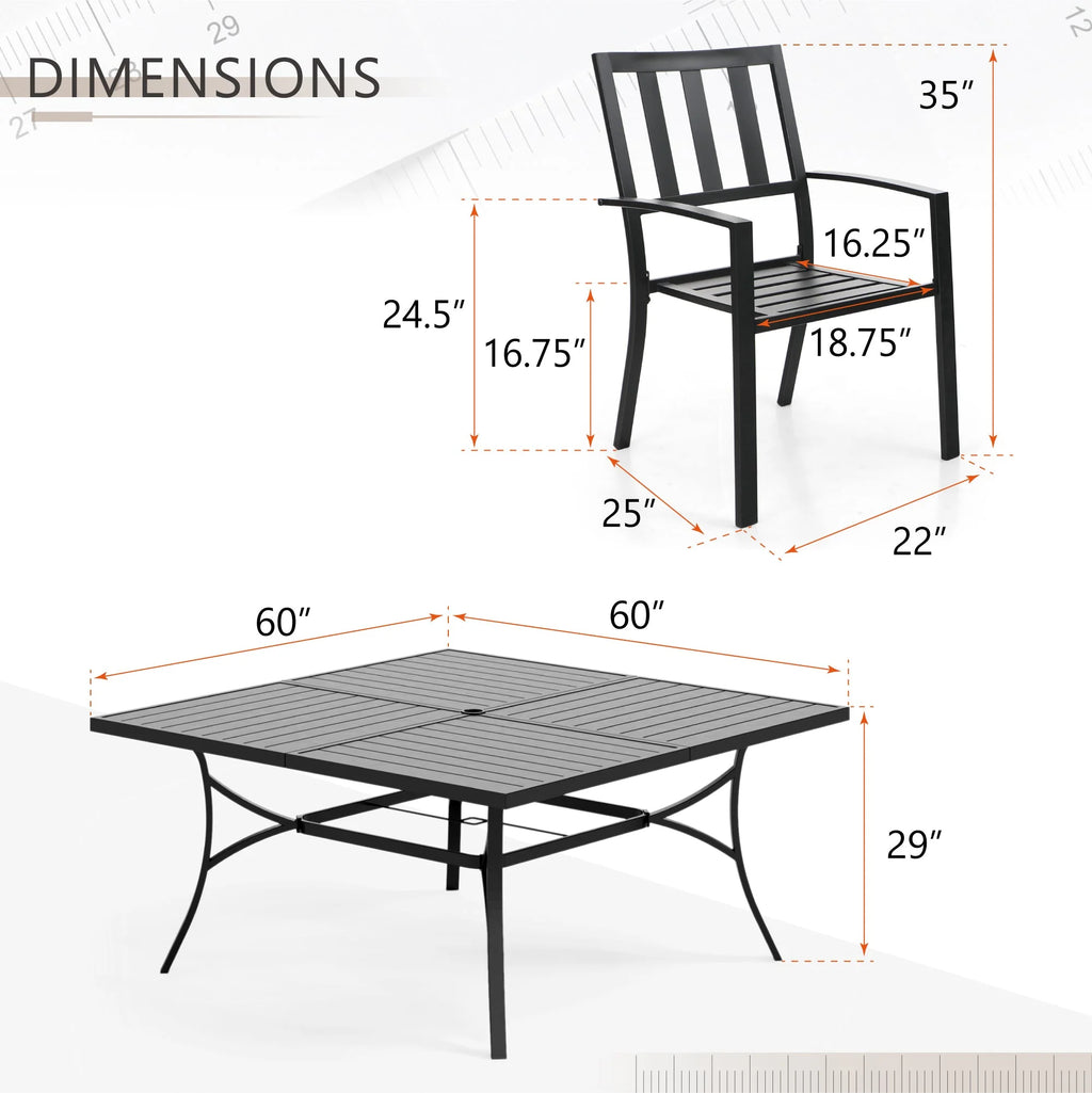 7 Piece Outdoor Patio Dining Set Metal Table and Chairs Q21887
