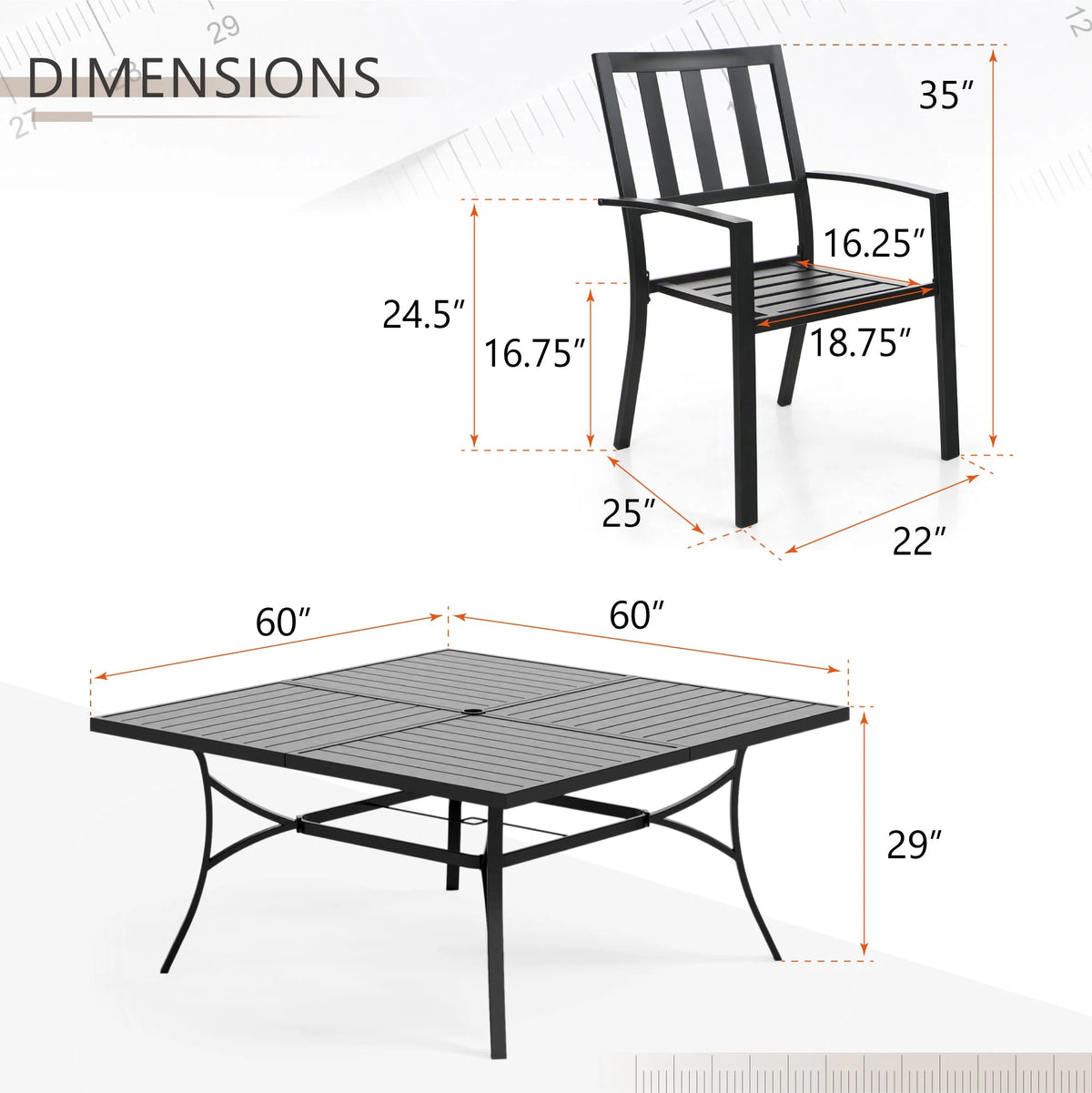 7 Piece Outdoor Patio Dining Set Metal Table and Chairs Q21887