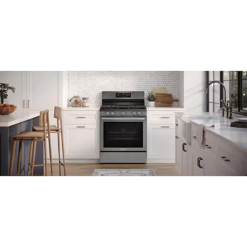 30 in. 5 Burner Freestanding Gas Range in Black Stainless Steel with True Convection and Air Fry D5294