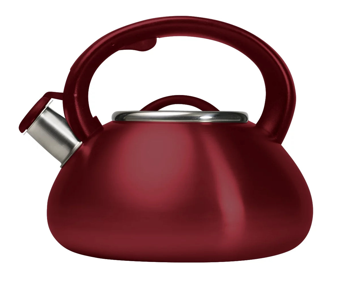 Stainless Steel Whistling Kettle, 2.5 Quarts, Matte Red F293