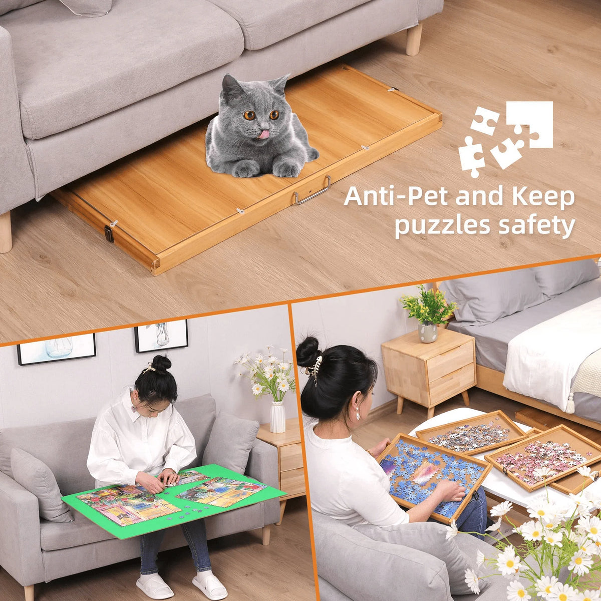 1500pcs Portable Jigsaw Puzzle Table with 4 Drawers V181949