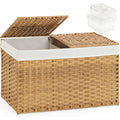 Natural Woven Rattan Storage Basket with Lid 42.3 Gallon Q781288