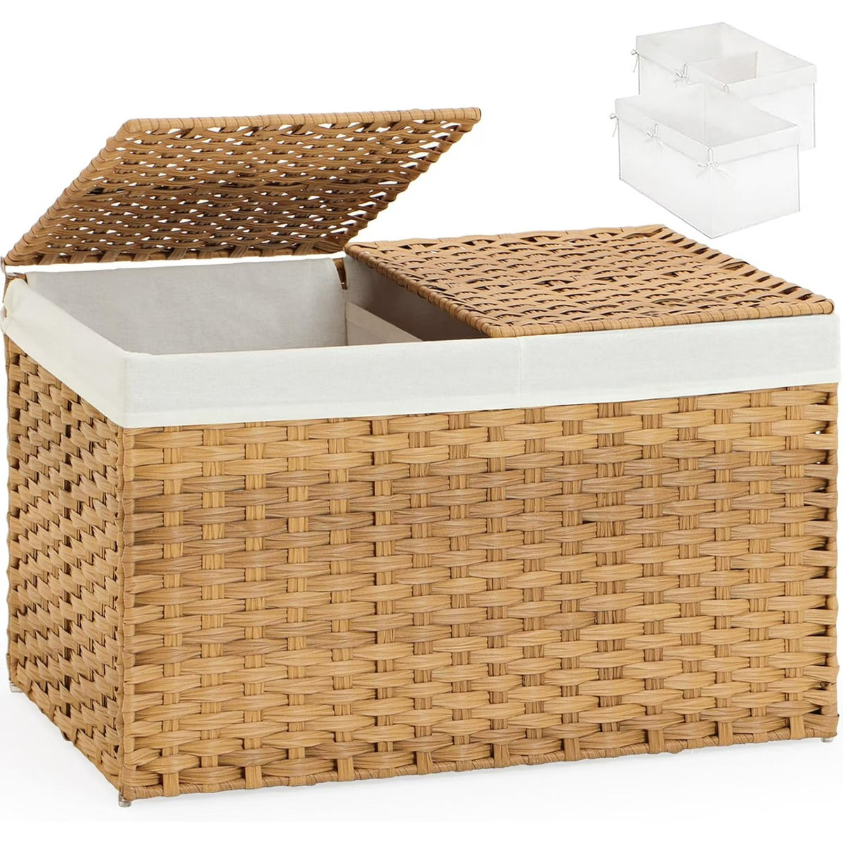 Natural Woven Rattan Storage Basket with Lid 42.3 Gallon Q781288
