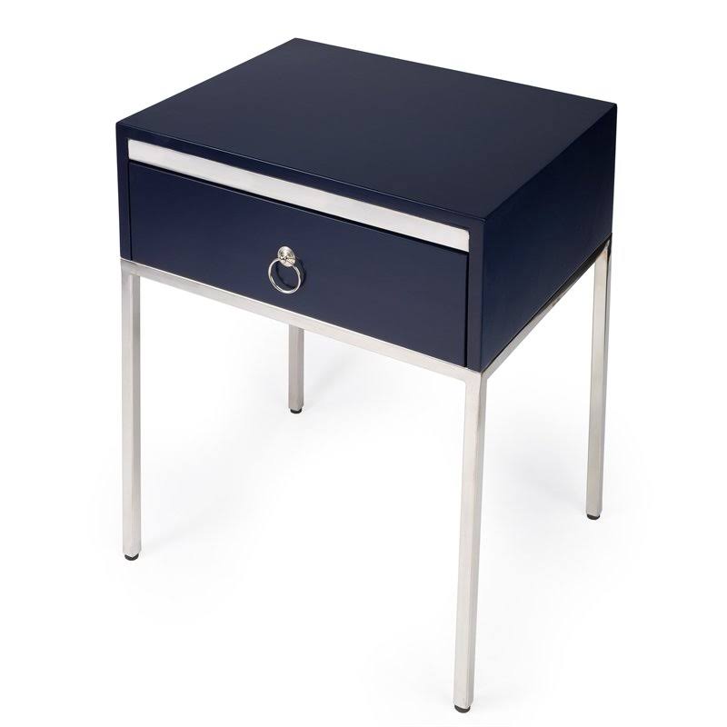Blue & Silver End Table D7203