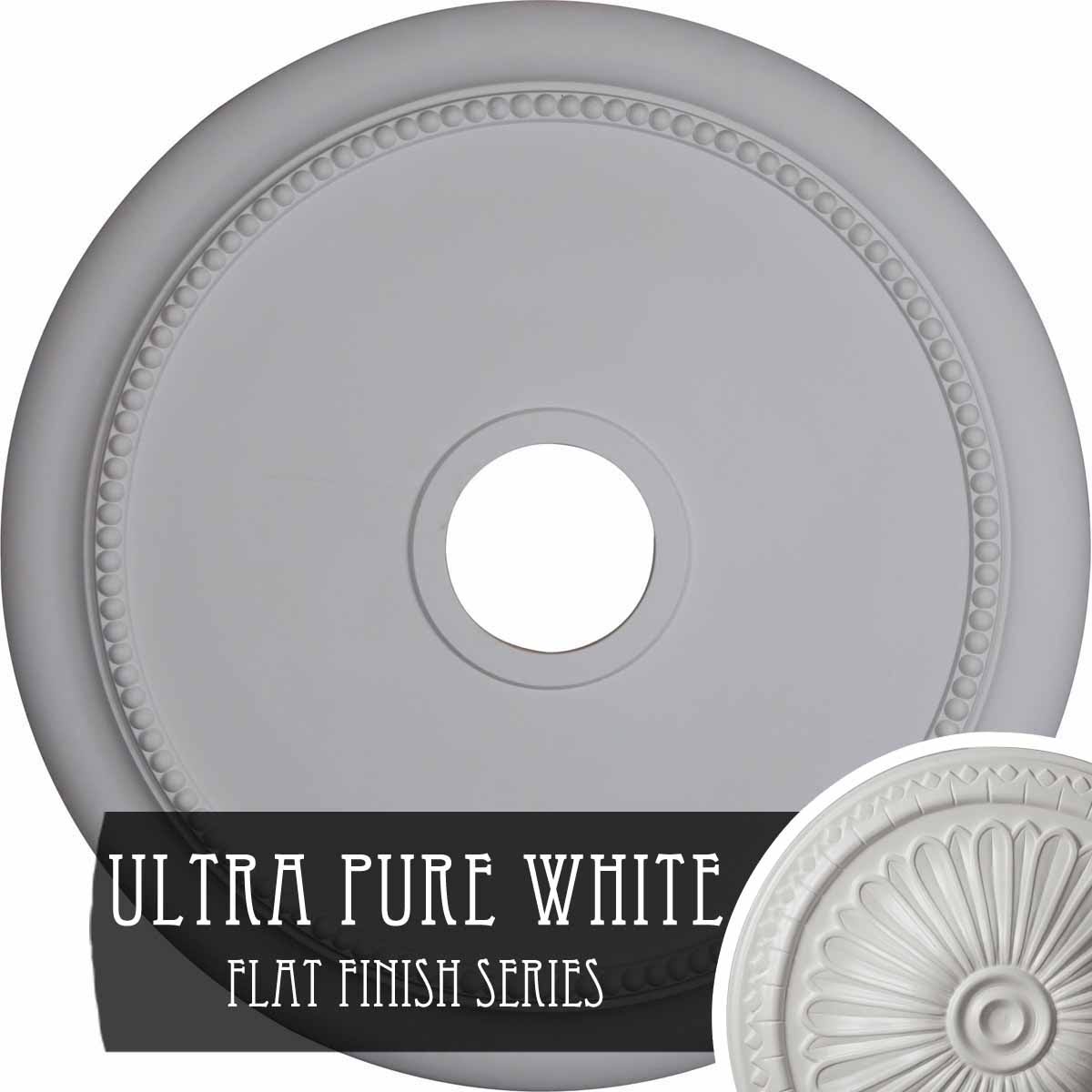 24 1/8x22OD x 4 3/8x22ID x 2 1/4x22P Hand-Painted Ultra Pure White Ceiling Medallion U973040