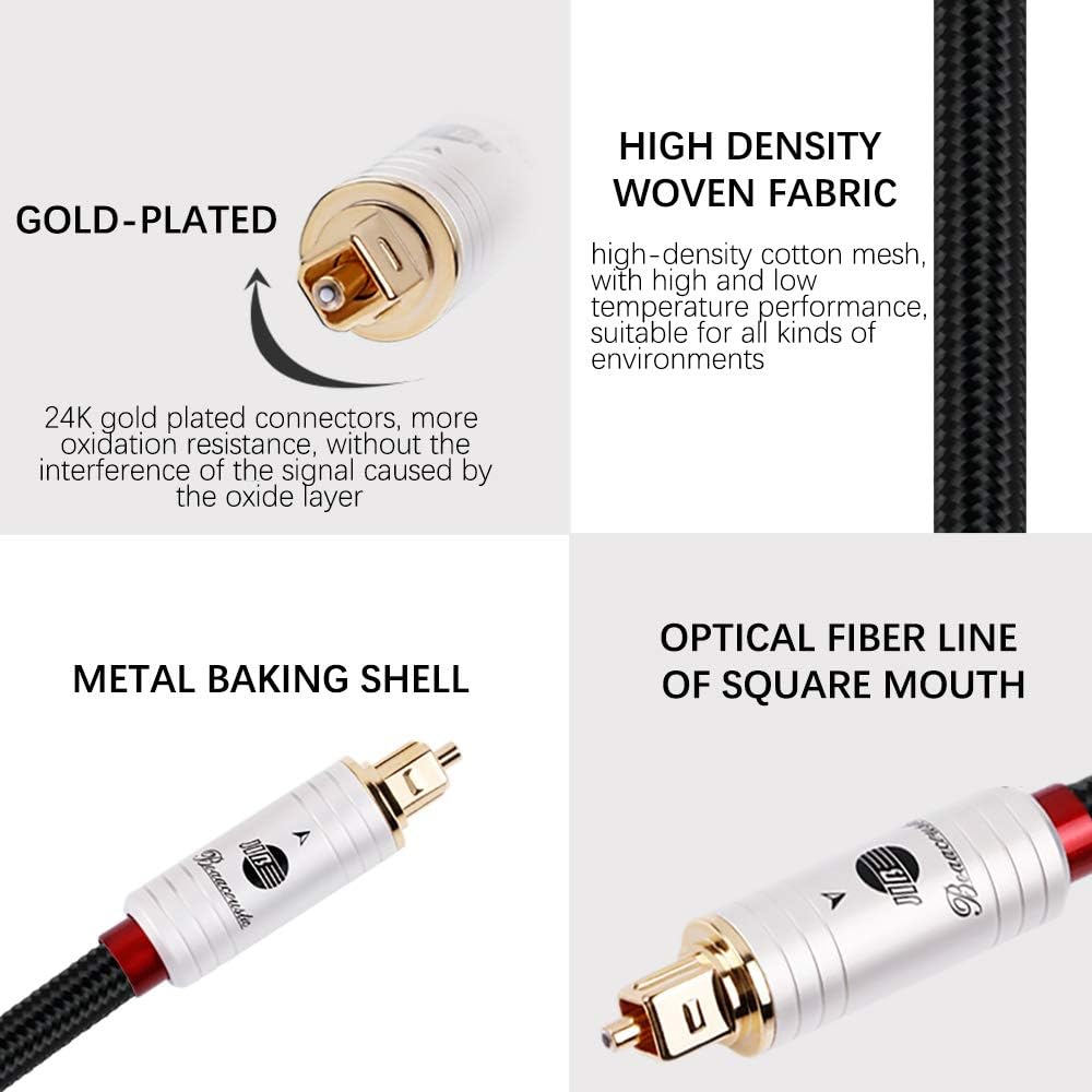 Fiber Optical Audio Cable Toslink Male to Male 6ft J989