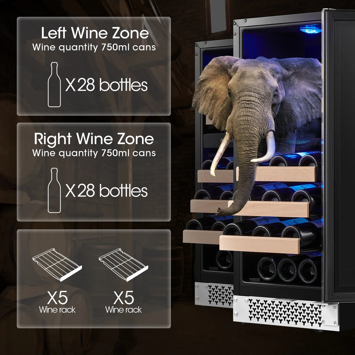30 Wine and Beverage Refrigerator, Two 15 Coolers, 33 Bottles and 80 Cans G6123