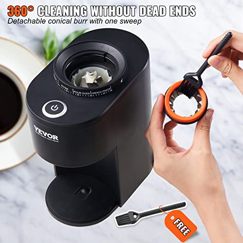 Silver Electric Conical Burr Coffee Grinder with 51 Grind Settings, 9.7 oz R8111
