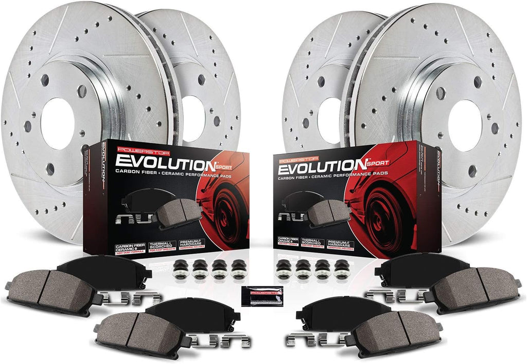 Carbon Fiber Brake Pads with Drilled & Slotted Brake Rotors Kit M565