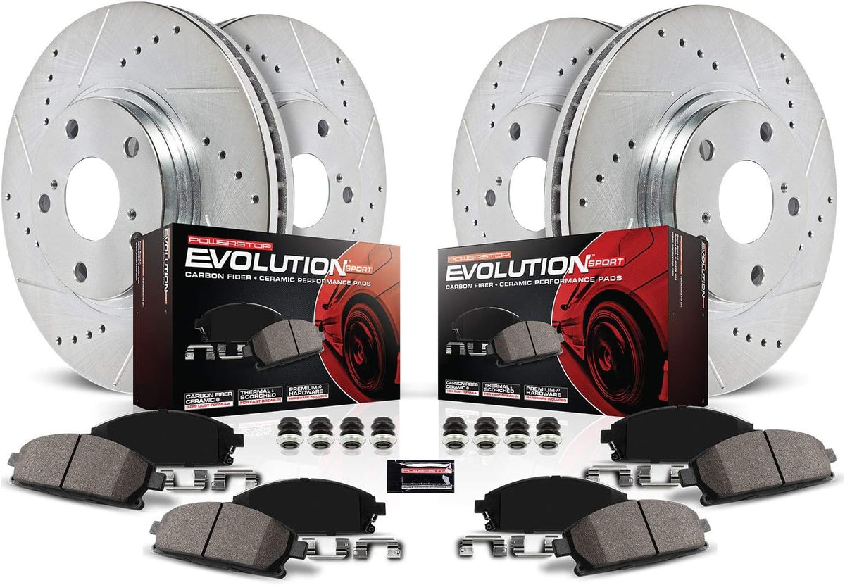 Carbon Fiber Brake Pads with Drilled & Slotted Brake Rotors Kit M565