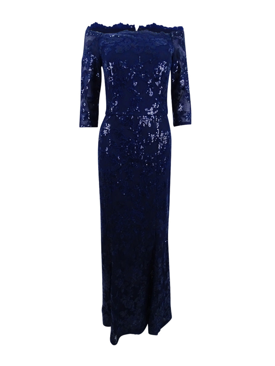 Navy Mesh Mermaid Gown M1985