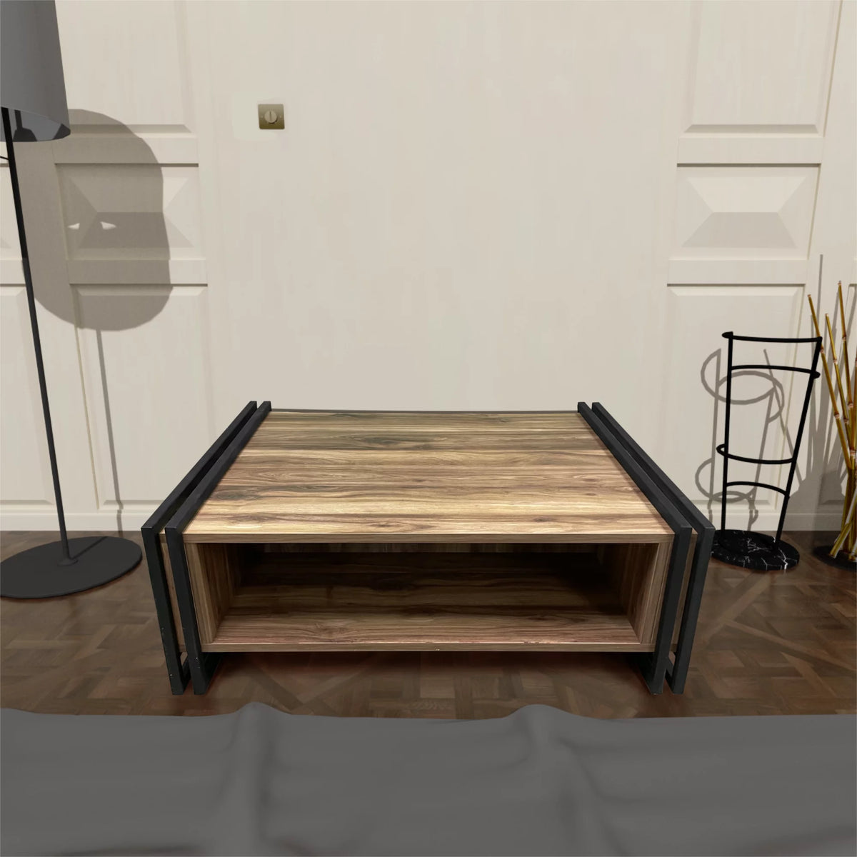 Mid-Century Modern Wood Coffee Table with Storage G320