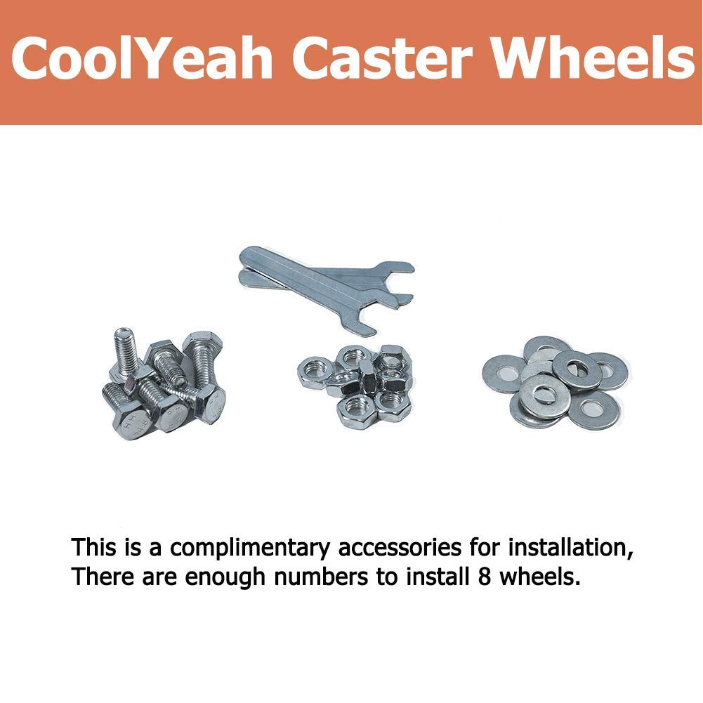 4 inch Swivel Plate PVC Caster Wheels, Heavy Duty Locking Casters (Pack of 8, 4 with Brake & 4 Without) C58794