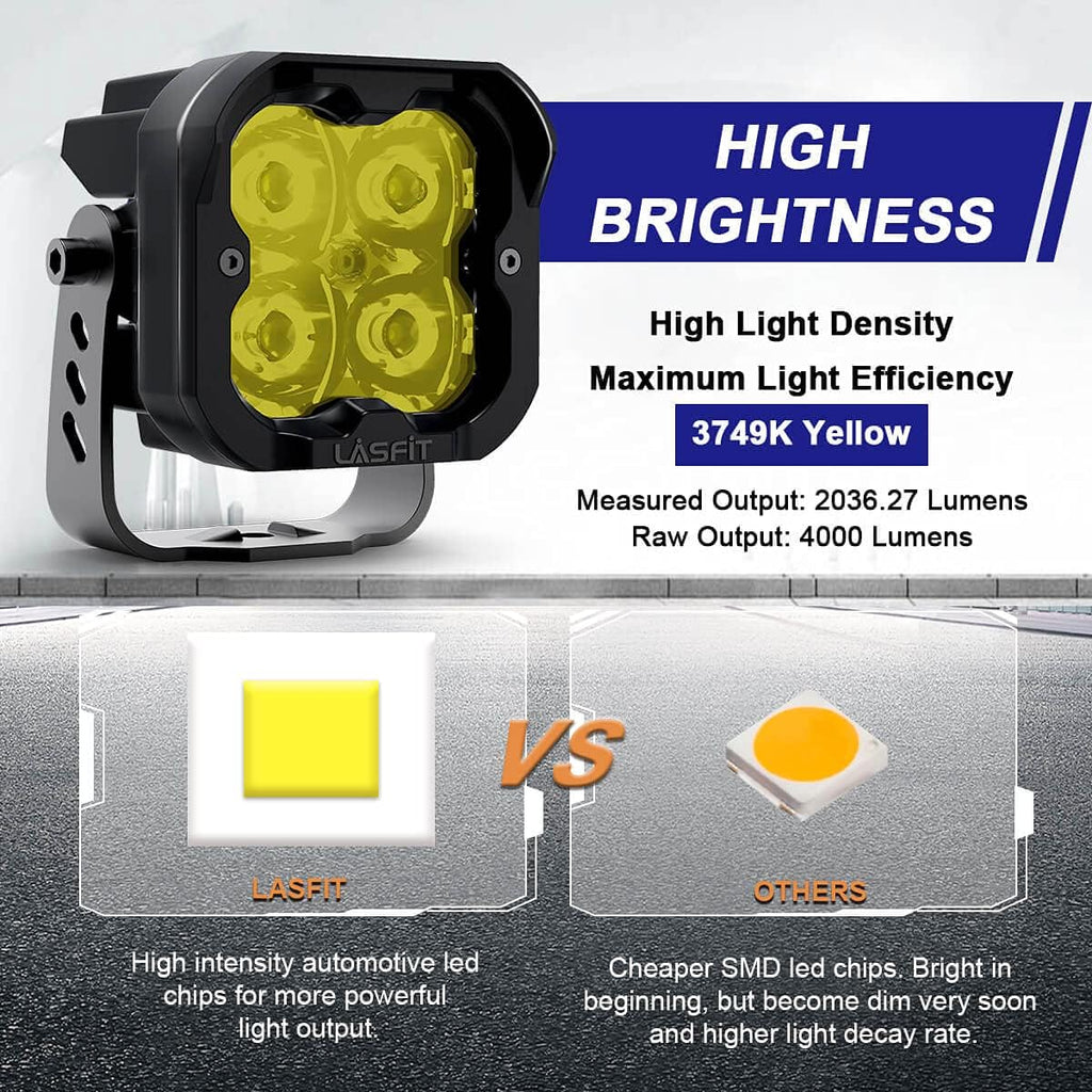 Amber 2PCS 36W Spot LED Pods H4453