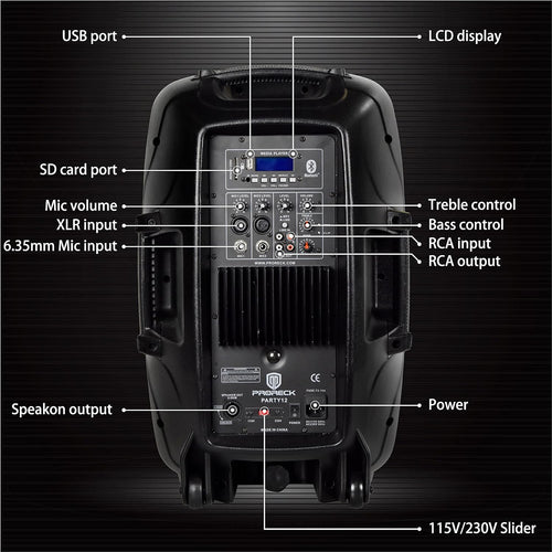 12-Inch 1000 Watts 2-Way Powered PA Speaker System with Bluetooth K45175