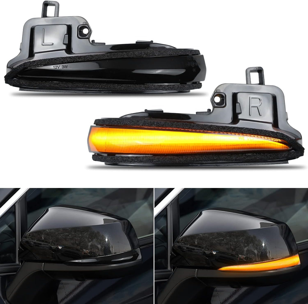 Amber LED Side Mirror Turn Signal Light Indicator Strip Smoked Lens B497