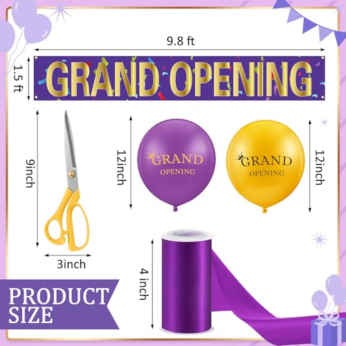 Red Grand Opening Ribbon Cutting Ceremony Kit with 10'' Scissors 40 Pcs Balloons Satin Ribbon Bows Y258