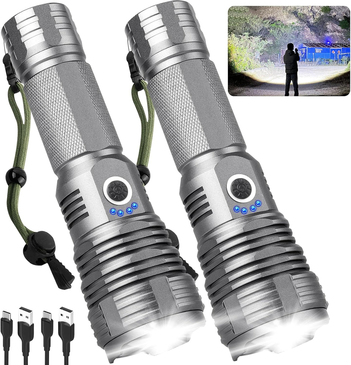 990,000 Lumens Rechargeable LED Flashlight with 5 Modes G636879