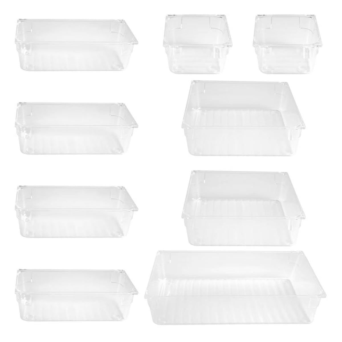 9 Pcs Clear Drawer Organizer Trays Assorted 4-Size Drawer Dividers Y1201