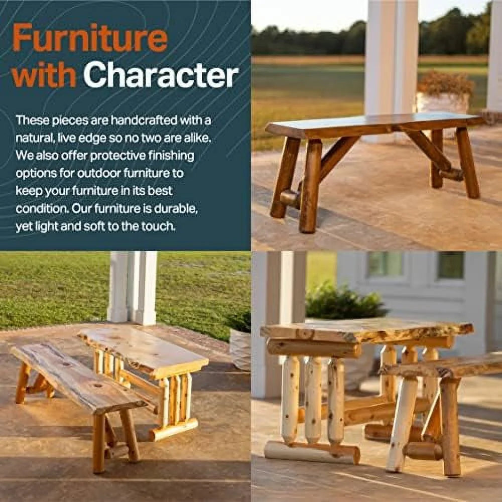 Rustic Pine & Cedar Wood Bench I70610
