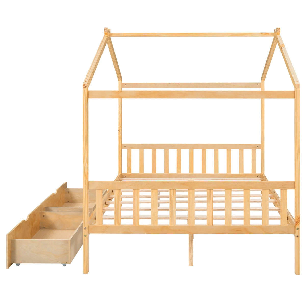 Full Size House Bed with Roof and 2 Drawers Y731