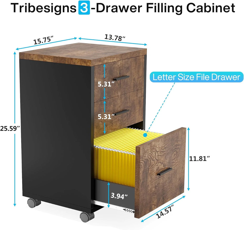 83" L-Shaped Executive Desk with 3-Drawer File Cabinet P5448