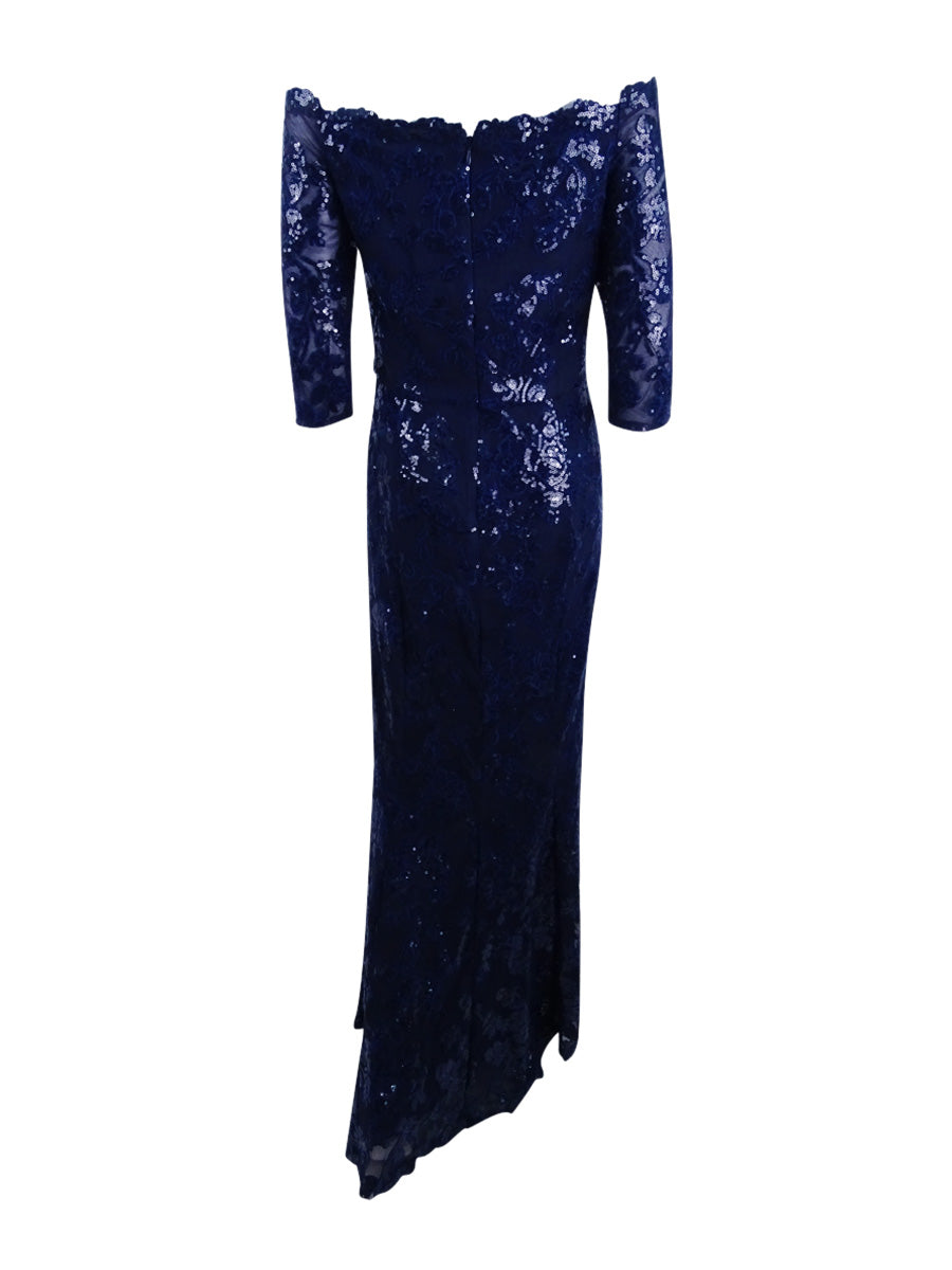 Navy Mesh Mermaid Gown M1985