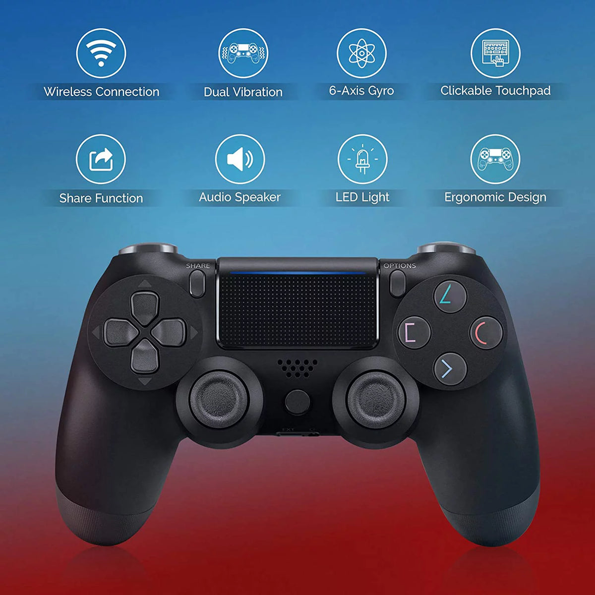 Wireless GamePad Controller with Built-In Speaker Gyro BlueTooth Slim Black S113074