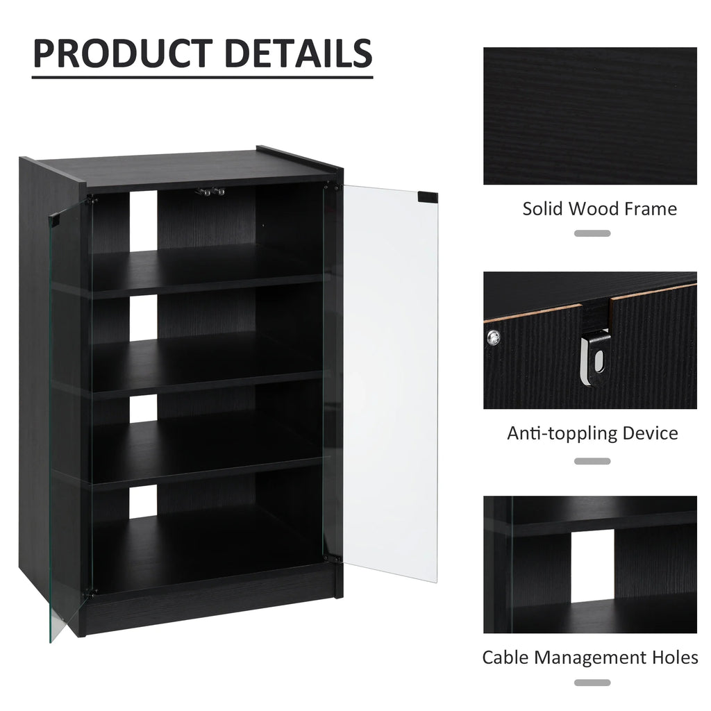 5-Tier Media Stand Cabinet with Adjustable Shelves & Tempered Glass E750587