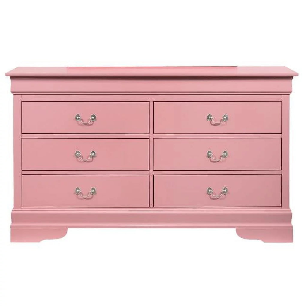 Pink 6 Drawer Double Dresser U13685