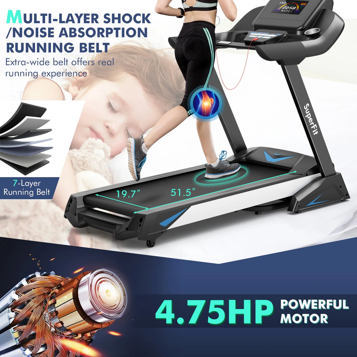 Folding Treadmill with Auto Incline LED Screen Z319930