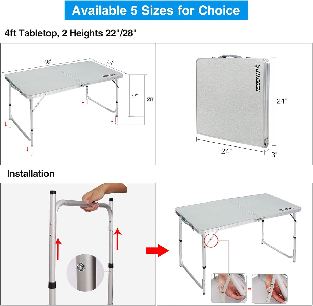 Small Folding Camping Table, 2ft Portable Aluminum Outdoor Table V185934