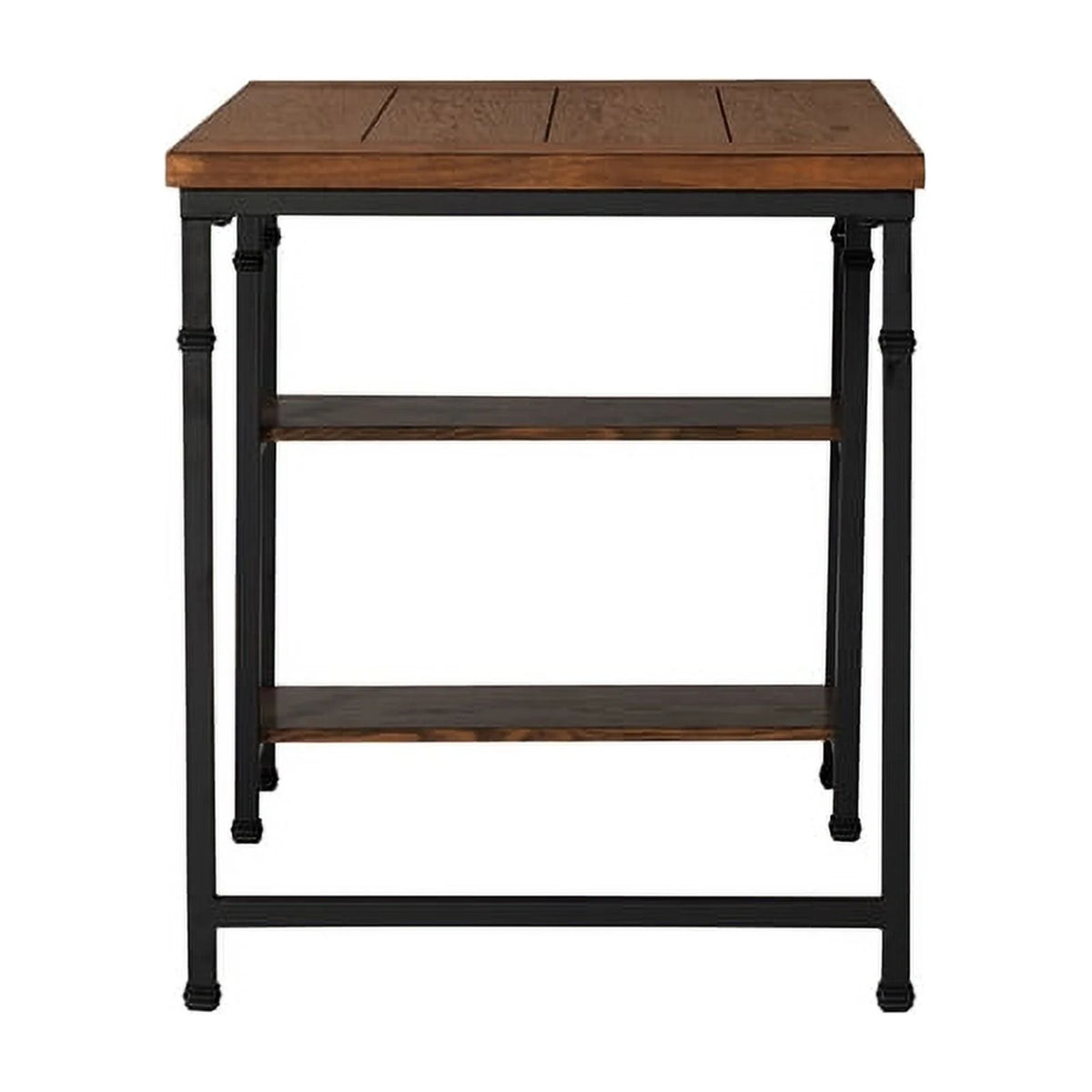 Rustic Desk with 2 Wood Shelves and Metal Frame in Black Y993