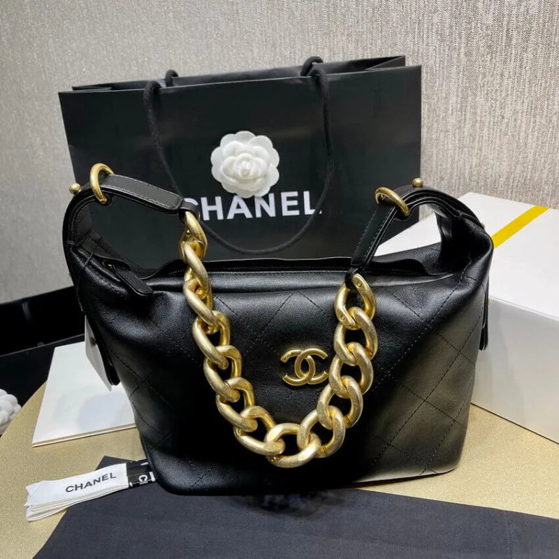 Black Calfskin Leather Hobo Bag C800534