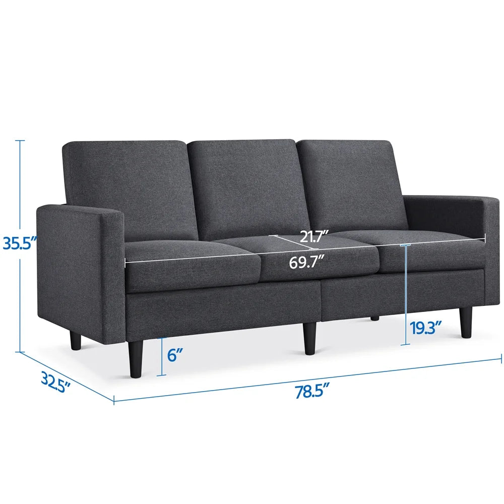 Gray Fabric 3-Seater Sofa Y955