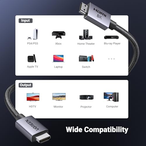 8K HDMI 2.1 Cable 48Gbps 16FT Certified Ultra High Speed HDMI Cord Aluminum G40794