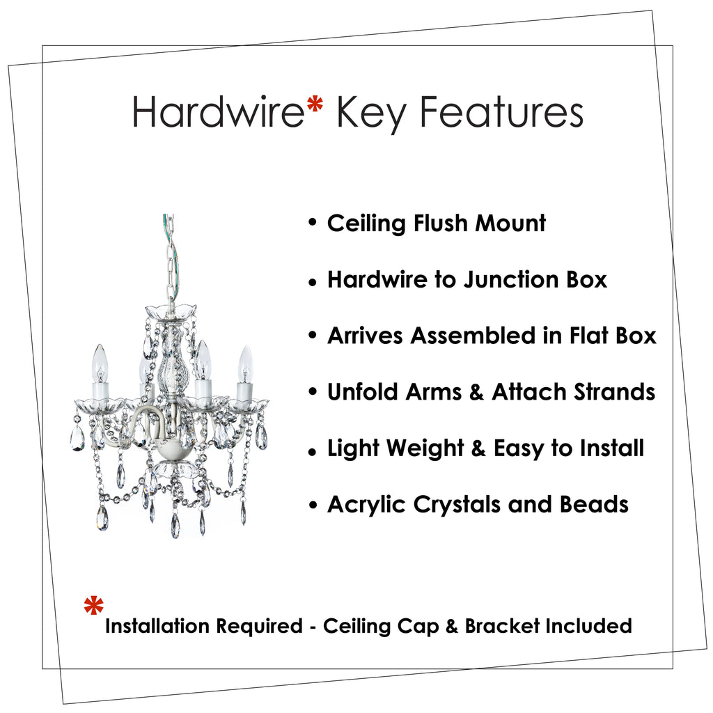 Clear 4 Light Acrylic Crystal Chandelier D2496