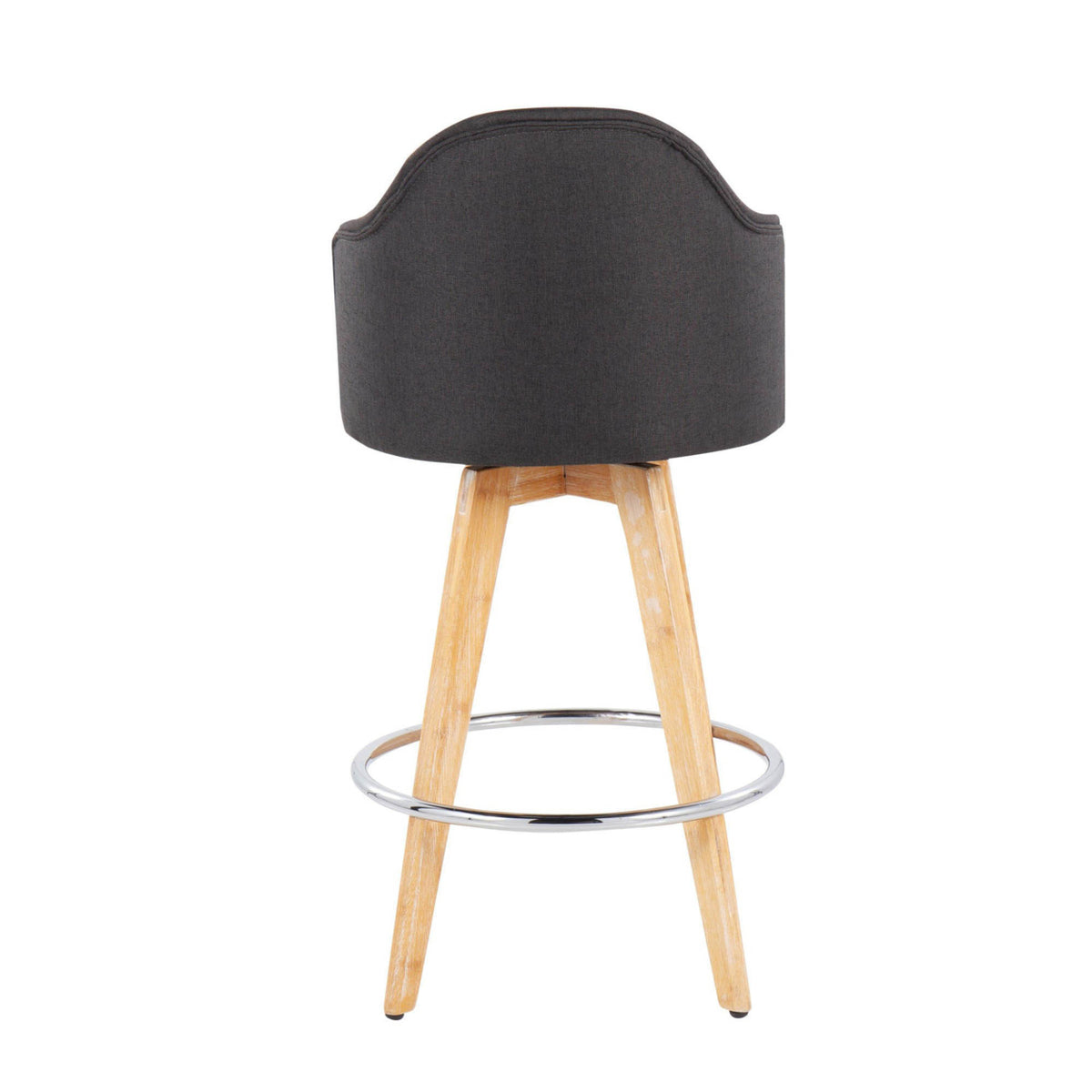 Charcoal Counter Stool with Natural Bamboo Legs and Chrome Metal Footrest L5251