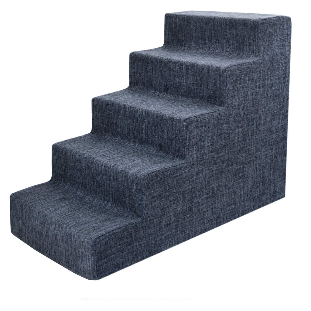 Dark Gray Linen 5-Step Pet Stairs with Foam O6744