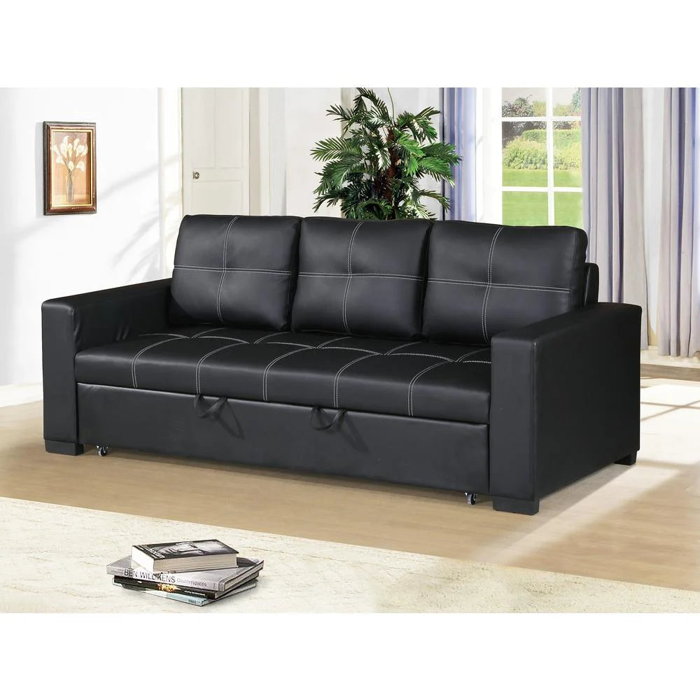 Faux Leather Convertible Sofa in Black F88406