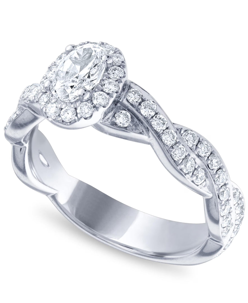 14k White Gold Diamond Halo Engagement Ring Size 7 J166