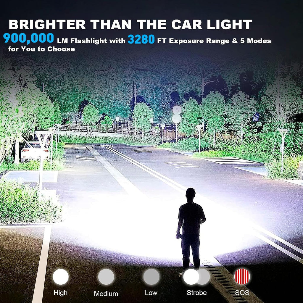 990,000 Lumens Rechargeable LED Flashlight with 5 Modes G636879