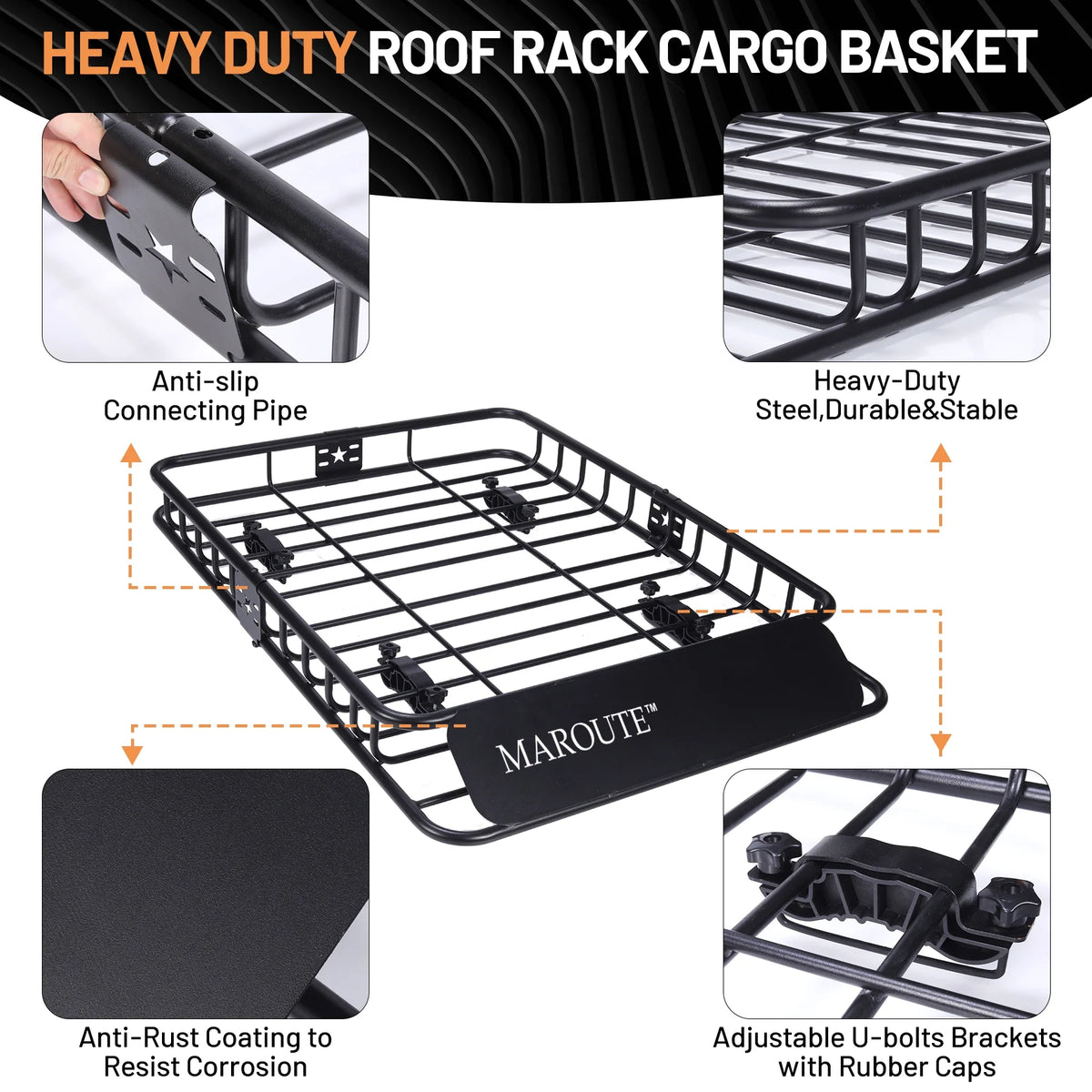 Roof Rack Carrier Basket Universal 51" X 36" X 5" Rooftop Cargo Carrier Basket T16474