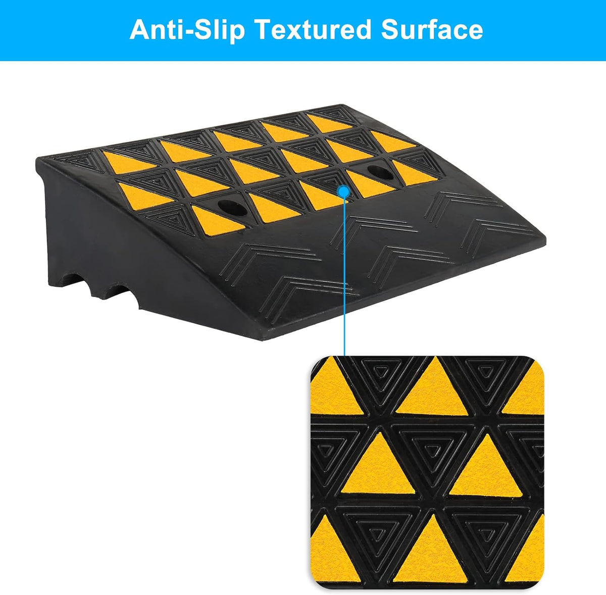 2PCS 6 Rubber Car Curb Ramps, Anti-Slip Heavy Duty Threshold Ramp with Expansion Bolts C2878