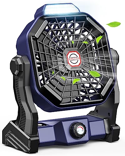 9 Inch Rechargeable Battery Powered Camping Fan with LED Lantern S243120